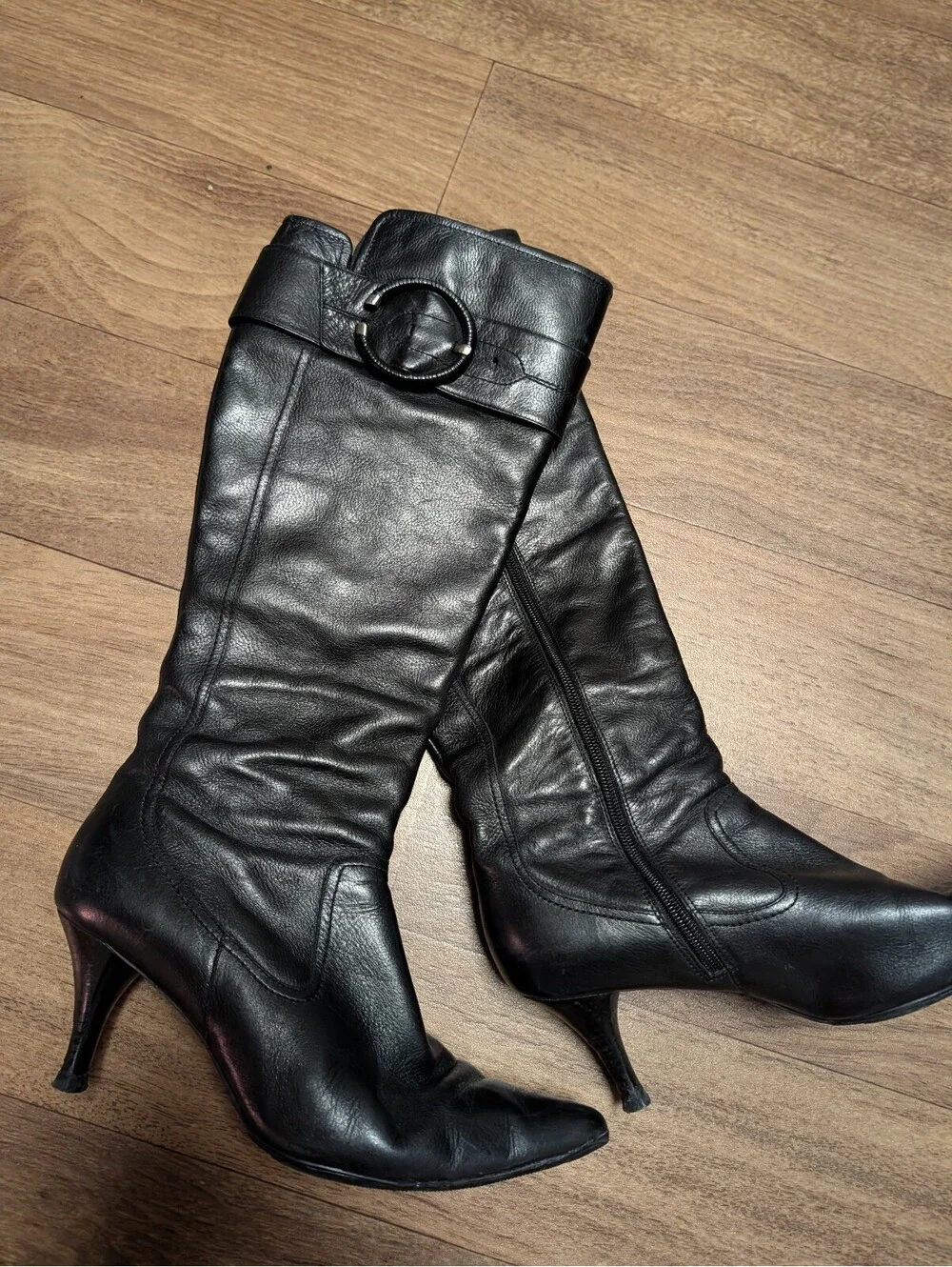 CIRCA by Joan & David Vintage black Simba heeled knee high boots sz 8